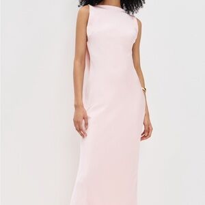 Pink Sheath Maxi Dress with Bateau Neckline